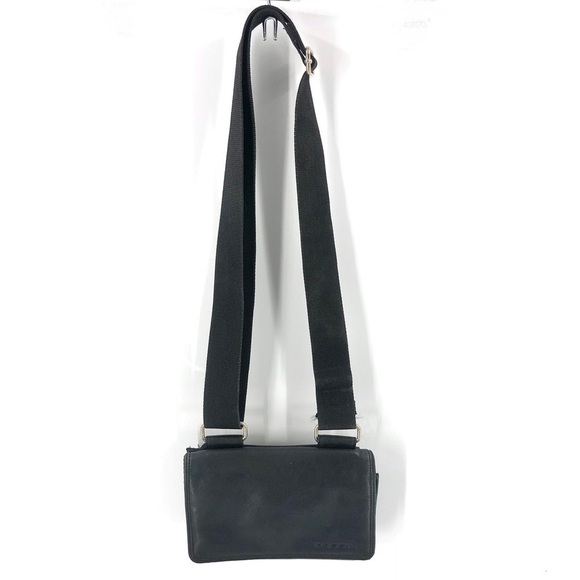 Vintage Fossil Black Leather Crossbody Micro Purse Shoulder Bag Envelope - Picture 1 of 11